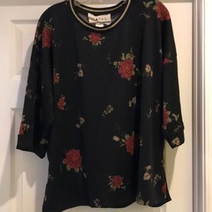 Hiatus Black Floral Shirt Size 1X